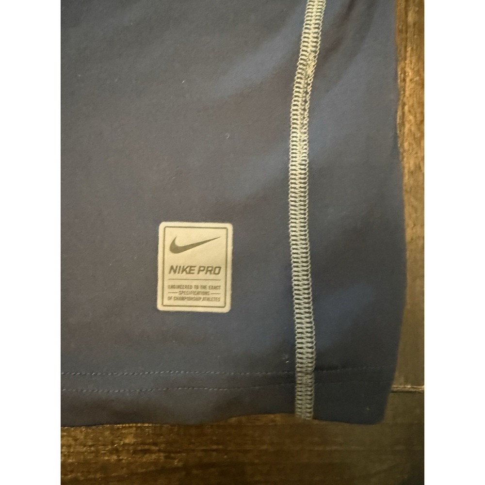 Nike Pro Dri-FIT Shirt Mens XL Navy Blue Fitted Short Sleeve Training Athletic - Picture 4 of 7